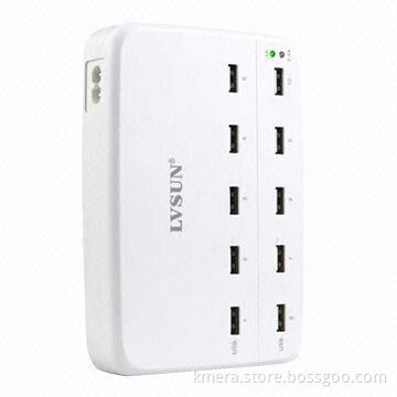 10 Ports USB AC Charger, Can Charge 10 USB Powered Devices Simultaneously, Compatible